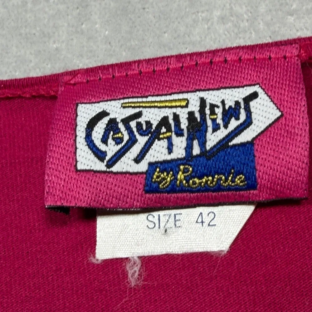 Vintage 90s Magenta Pink Cotton Blend Peplum Tunic and Floral Pants Set XL Artsy